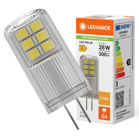 LED žárovka G4 2,2W = 28W 300lm 2700K Warm 320° 12V Ledvance