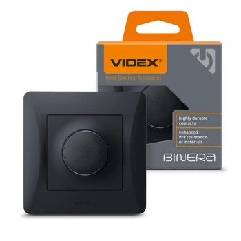 Stmívač s rámečkem 600W 10A Povrchová montáž Černá BINERA VIDEX