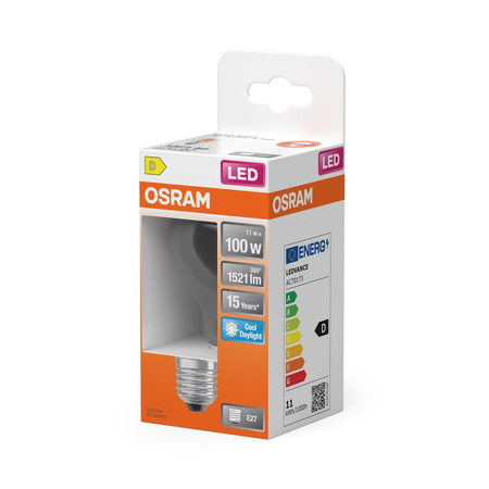 LED žárovka E27 A60 CL 11W = 100W 1521lm 6500K Studená bílá 300° vlákno OSRAM STAR