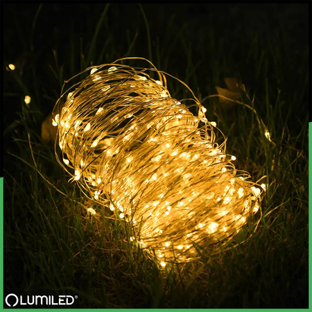 Solární Zahradní Světelný Řetěz 100x LED Dekorační Dráty 12m 2700K Teplá + DÁLKOVÉ OVLÁDÁNÍ FILO LUMILED
