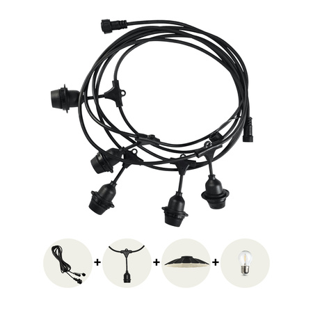 Venkovní zahradní světelný řetěz 5x E27 černý IP44 5m Kréta Kobi