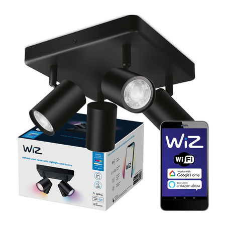 Stropní svítidlo LED SPOT černé 4x 5W WHITE + RGB SMART WiFi WiZ