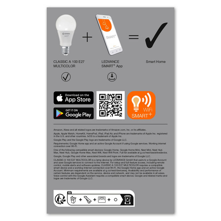 E27 A100 LED žárovka 14W 1521lm RGBW SMART+ WiFi Stmívatelné Classic LEDVANCE