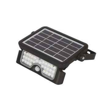 LED solární venkovní zahradní reflektor 5W 500lm 4000lm neutrální 90° se senzorem pohybu a soumraku IP65 černý Mhc Kobi