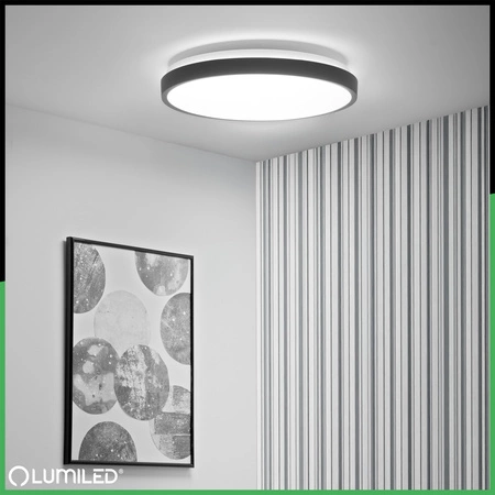 LED stropní podhled 24W 4000K CELIS Round IP44 Black Ring ALS LUMILED Povrchová montáž