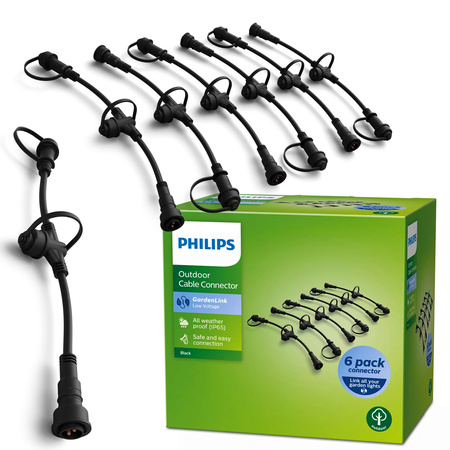 Konektory pro nízkonapěťové žárovky KONEKTOR GardenLink 12V IP65 6 ks 28cm Černý PHILIPS