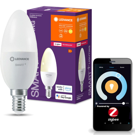 LED žárovka E14 B40 4.9W 470lm 2700K Teplá bílá LEDVANCE SMART+ ZigBee Dimmable