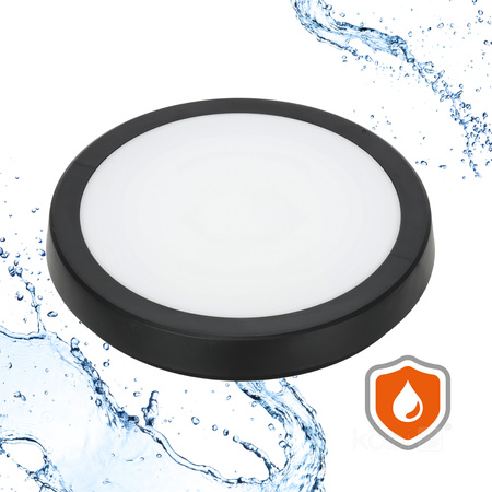 LED stropní svítidlo do koupelny Povrchová montáž 18W 1710lm 4000K 120° černá IP65 Nairos Kobi