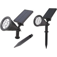 LED solární zahradní lampa reflektor 2W Studená bílá IP65 soumrakový senzor