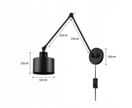 Nástěnná zásuvka s povrchovou montáží Pohyblivá E27 Černá Elza Masterled