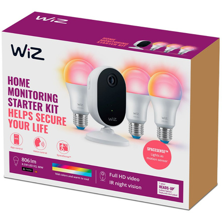 Sada inteligentní sledovací kamery + 3x RGB LED žárovka SMART WIFI WiZ