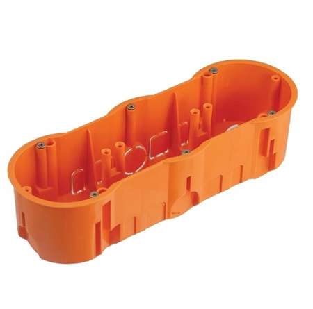 Trojitá hluboká elektrická zapuštěná instalační krabice 3x68 se šrouby PAWBOL