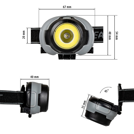 LED + COB 170lm bateriová svítilna VA0119 Vayox