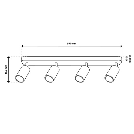 Stropní svítidlo SPOT TUBA Reflektor Halogenové svítidlo 4x GU10 TABULA LUMILED