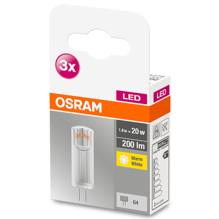 3x Žárovka LED G4 CAPSULE 1.8W = 20W 200lm 2700K 300° 12V OSRAM