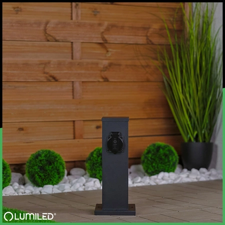 Venkovní zahradní lampa E27, LED sloupek 4x se zásuvkou 230V 30cm IBERI LUMILED