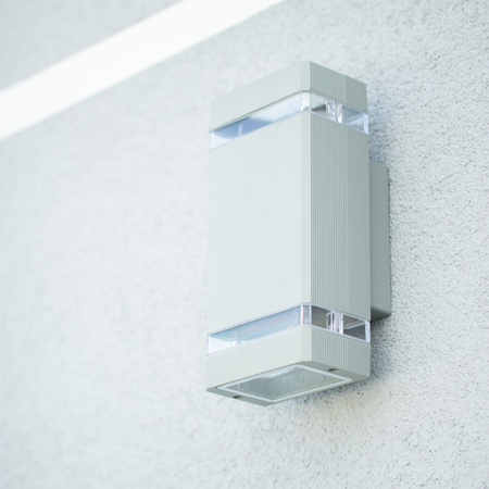 Dvojité Masterled HANA LED fasádní zahradní nástěnné svítidlo 2x GU10 ALUMINIUM šedé IP54