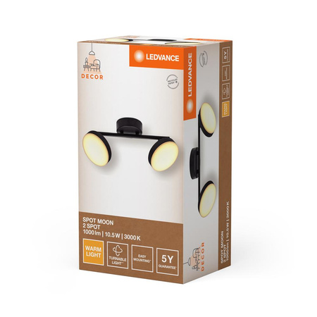 LED stropní nástěnné svítidlo pro povrchovou montáž 10,5 W 560lm CCT Dekorativní černý bodový měsíc Ledvance