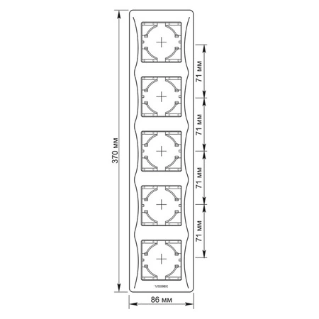 Horizontální rámeček pro zásuvky Pětinásobná povrchová montáž Černá BINERA VIDEX