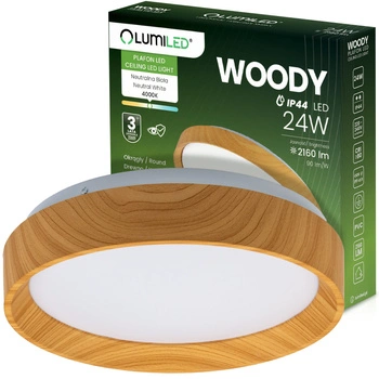 Plafond LED povrchové stropní svítidlo WOODY 24W 4000K Round IP44 32cm LUMILED