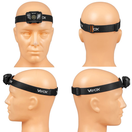 Dobíjecí čelová svítilna 100lm LED + 2x LED VA0178 VAYOX