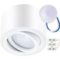 Povrchové Halogenové svítidlo, TUBA SPOT Nastavitelná Kulatá 50mm Bílá AMAT-S + LED 5W 3000K LUMILED