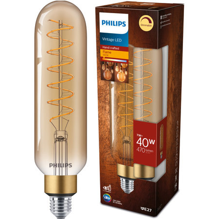 E27 T65 LED žárovka 7W = 40W 470lm 1800K Teplá bílá vlákno jantarové PHILIPS Stmívatelné