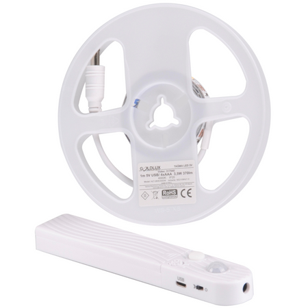 LED pásek se senzorem pohybu a soumraku 3,5W 370lm 4000K neutrální 1,5V bílá 1m Sanico Goldlux