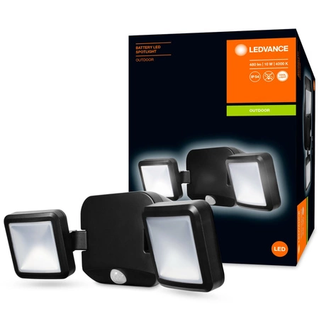 LED reflektor 10W 480lm 4000K IP54 černý s detektorem pohybu LEDVANCE SPOTLIGHT Bateriový Twin