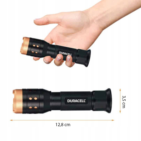 Hliníková LED svítilna ruční taktická baterie 3xAAA 350lm 3 režimy DURACELL