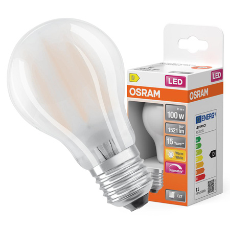 LED žárovka E27 A60 11W = 100W 1521lm 2700K teplá bílá 300° Filament Dimmable OSRAM SUPER STAR