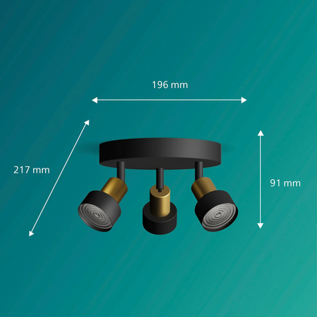 Reflektorové stropní svítidlo 3x GU10 černá-měděný vodič Philips