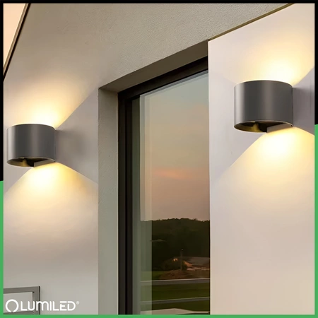 Zahradní nástěnné svítidlo LED G9 nastavitelné kulaté horní spodní grafitové PYXIS LUMILED