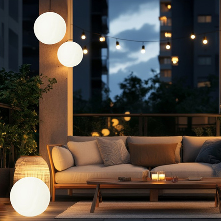 Solární zahradní lampa LED 3000K + RGB poháněná nadzemním okrasným kulovým hrotem 40 cm KOBI