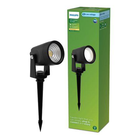 LED reflektorová zahradní lampa 1,5W 180lm 2700K černá Reuel Ultra Efficient Philips