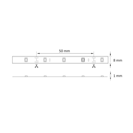 LED pásek 12V 10W 300LED 2835 teplý 8mm 5m