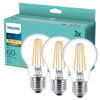 3x LED žárovka E27 A60 7W = 60W 806lm 2700K Warm Filament PHILIPS