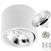 Povrchové Halogenové svítidlo, TUBA SPOT Kovová Bílá 10cm + LED GU10 ES111 15W COB 3000K LUMILED