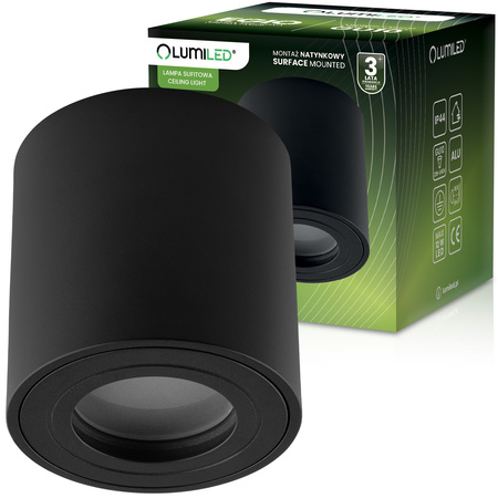 Povrchová montáž HALOGENOVÉ Spot Tuba Pevná EGIO GU10 LUMILED Kulatá IP44 Černá 83mm