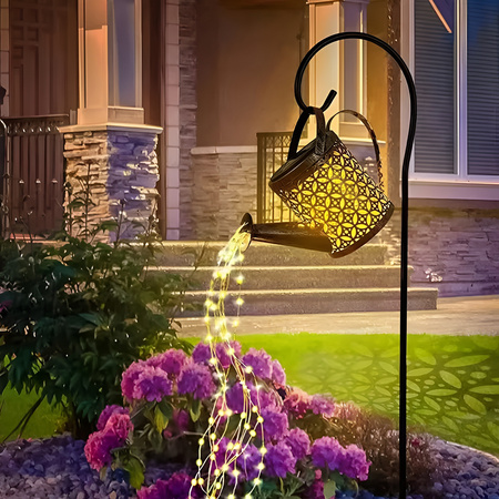 LED Solární Zahradní Lampa Venkovní Zapichovací Konvička Měděná IP44