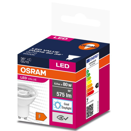 LED žárovka GU10 6.5W = 80W 575lm 6500K Studená bílá 36° OSRAM Hodnota
