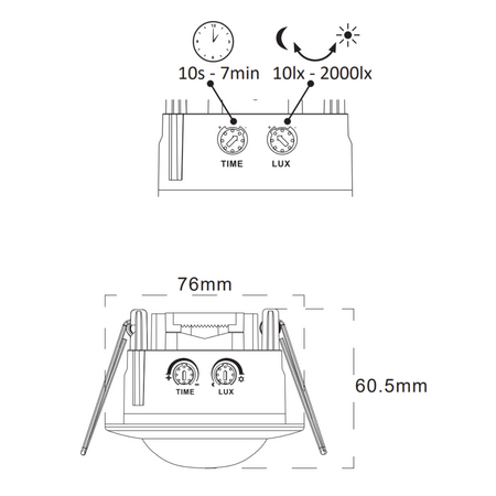 PIR čidlo pohybu a soumraku 6m 120° pod omítku bílé Sanico Goldlux