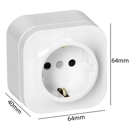 Jednoduchá Povrchová Schuko Zásuvka 2P+E Bílá TODO ORNO