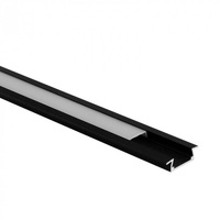Hliníkový LED profil pod omítku černý 2m s matným difuzorem pro LED pásky + krytky Ecolight řady P