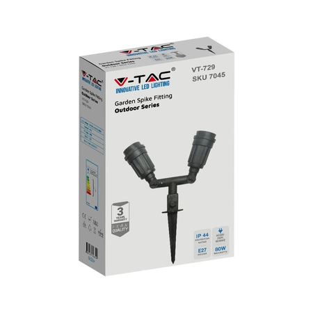 Zahradní lampa Reflektor 2xE27 Movable Black VT-729 V-TAC