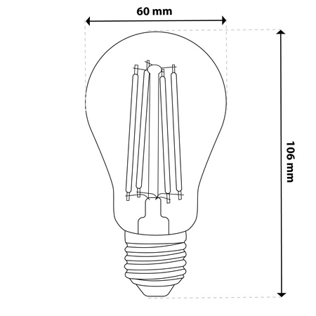 LED žárovka E27 A60 7W = 60W 806lm 3000K Warm 360° FILAMENT LUMILED