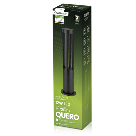 Venkovní zahradní lampa 12W, LED sloupek 60cm 4000K QUERO LUMILED