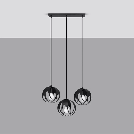 LED závěsné stropní svítidlo TULOS 3L 3xE27 černé SOLLUX