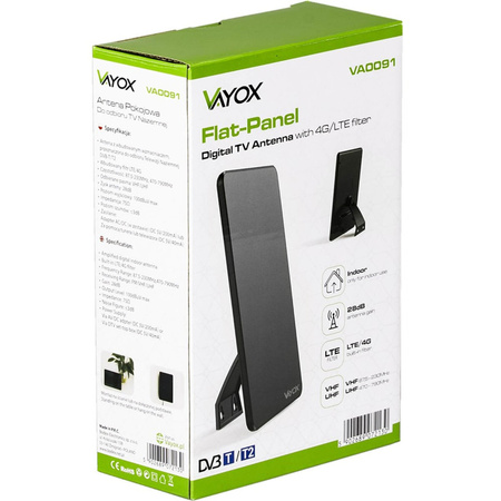 Aktivní domácí anténa DVB-T/T2 4K se zesilovačem VAYOX