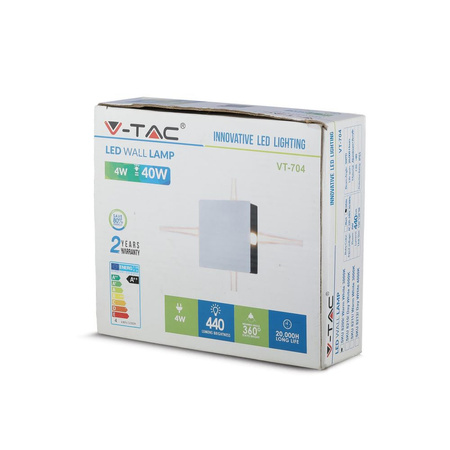 LED nástěnné svítidlo 4W 3000K IP65 4-Light White Square VT-704 V-TAC